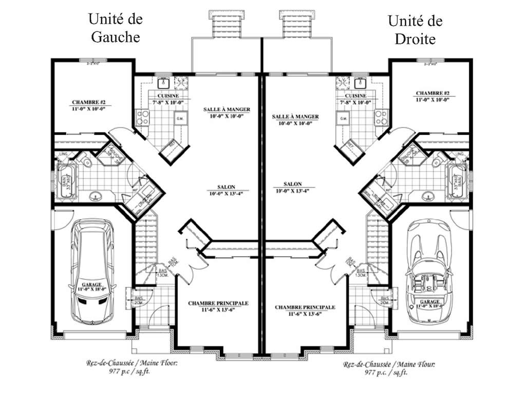 plan maison jumelee avec garage